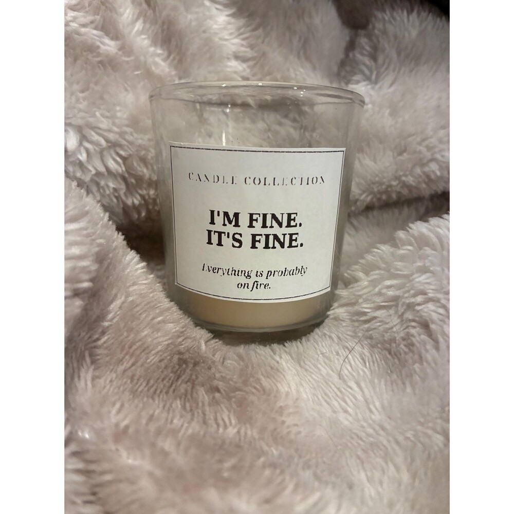 Its Fine. Im Fine. Vanilla Scented Candle Glass Vase with Gift Bag - Picture 5 of 5